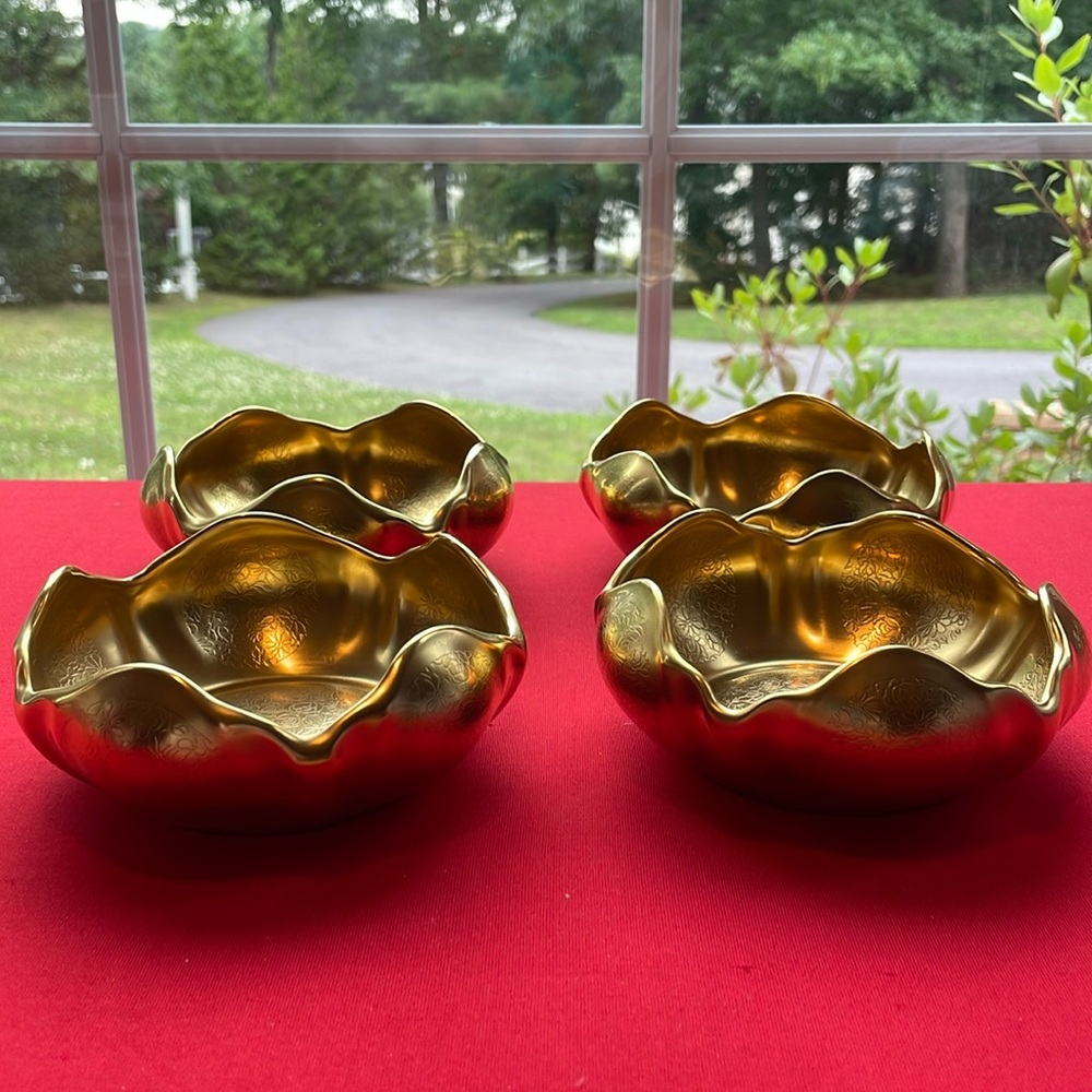 SET OF 4 PICKARD 24kt GOLD PLATED 5” TULIP BOWL